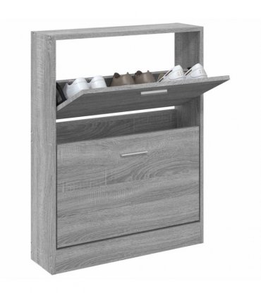 vidaXL Shoe Cabinet Grey Sonoma 59x17x81 cm Engineered Wood