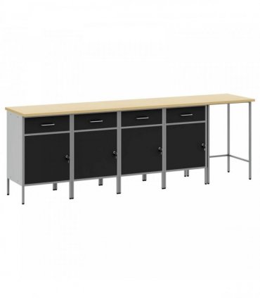 vidaXL Work Cabinet Set with Drawer with Storage 5 pcs Black and Grey