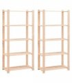 vidaXL 5-Tier Storage Racks 2 pcs 80x38x170 cm Solid Pinewood 250 kg