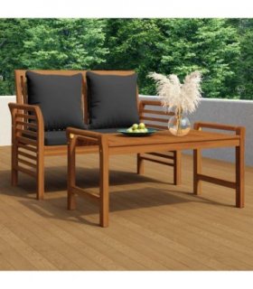 vidaXL Garden Lounge Set | Dark Grey | Solid Acacia Wood, Polyester Foam