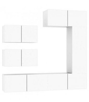 vidaXL 6 Piece TV Cabinet Set White Engineered Wood