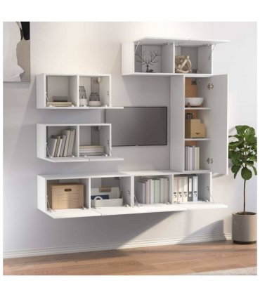 vidaXL 6 Piece TV Cabinet Set White Engineered Wood