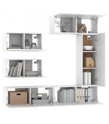 vidaXL 6 Piece TV Cabinet Set White Engineered Wood