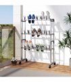vidaXL Shoe Rack with Wheels Silver 66x27x100 cm