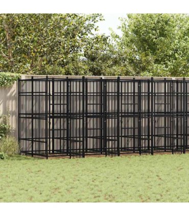 vidaXL Outdoor Dog Kennel Steel 14.75 m²