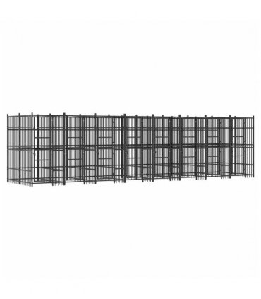 vidaXL Outdoor Dog Kennel Steel 14.75 m²