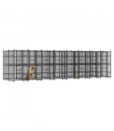 vidaXL Outdoor Dog Kennel Steel 14.75 m²