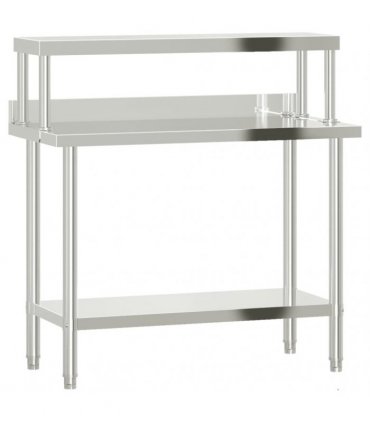 vidaXL Kitchen Work Table with Overshelf 110x55x120 cm Stainless Steel