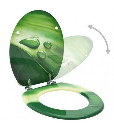 vidaXL WC Toilet Seats with Lid 2 pcs MDF Green Water Drop Design