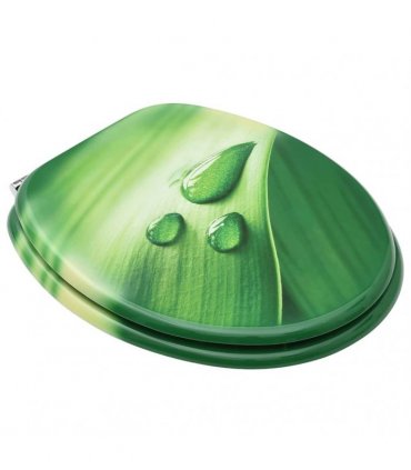 vidaXL WC Toilet Seats with Lid 2 pcs MDF Green Water Drop Design