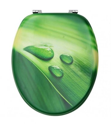 vidaXL WC Toilet Seats with Lid 2 pcs MDF Green Water Drop Design