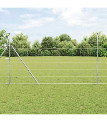 vidaXL Ground Fix Welded Wire Fence 25 x 1.4 m Galvanised Steel Silver
