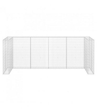 vidaXL Gabion Wall for Garbage Bins Galvanised Steel 320x100x120 cm