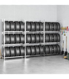 vidaXL 3-Layer Tire Racks 3 pcs Silver 110x40x200 cm Steel