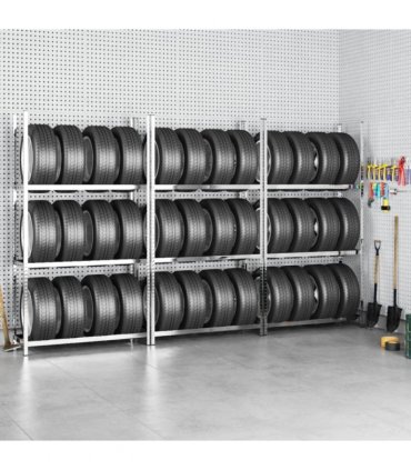 vidaXL 3-Layer Tire Racks 3 pcs Silver 110x40x200 cm Steel