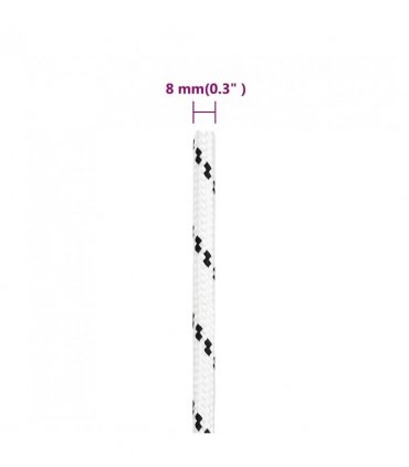 vidaXL Braided Boat Rope White 8 mmx25 m Polyester