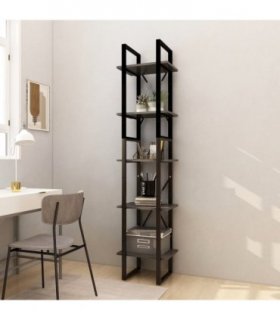 vidaXL 5-Tier Book Cabinet Grey 40x30x175 cm Pinewood