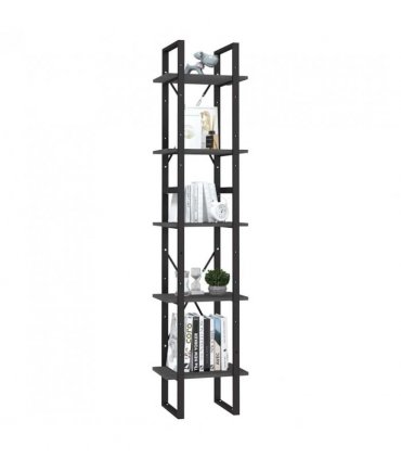 vidaXL 5-Tier Book Cabinet Grey 40x30x175 cm Pinewood