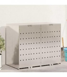 vidaXL Wheelie Bin Storage for 2 Bins Silver 136 x 77.5 x 115.5 cm