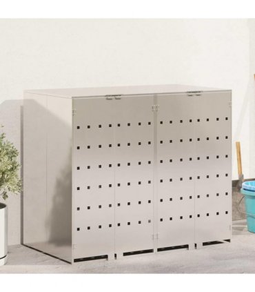 vidaXL Wheelie Bin Storage for 2 Bins Silver 136 x 77.5 x 115.5 cm