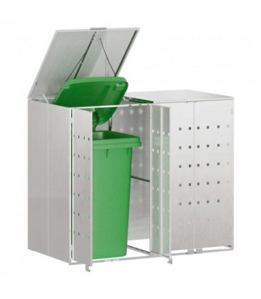 vidaXL Wheelie Bin Storage for 2 Bins Silver 136 x 77.5 x 115.5 cm