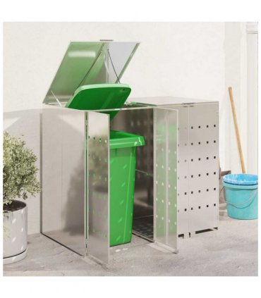 vidaXL Wheelie Bin Storage for 2 Bins Silver 136 x 77.5 x 115.5 cm
