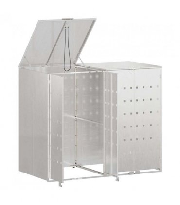 vidaXL Wheelie Bin Storage for 2 Bins Silver 136 x 77.5 x 115.5 cm