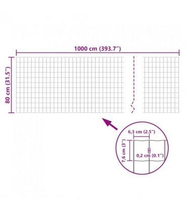 vidaXL Euro Fence Steel 10x0.8 m Green