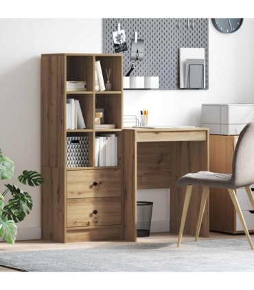 vidaXL Desk with Drawer with Shelf with Storage 2 pcs Artisan Oak