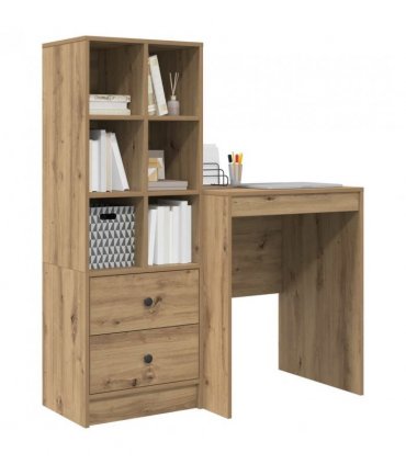 vidaXL Desk with Drawer with Shelf with Storage 2 pcs Artisan Oak