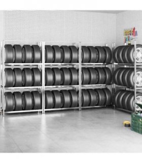 vidaXL 3-Layer Tire Racks 4 pcs Silver 110x40x200 cm Steel
