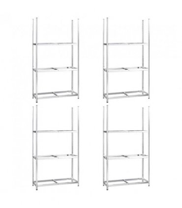 vidaXL 3-Layer Tire Racks 4 pcs Silver 110x40x200 cm Steel