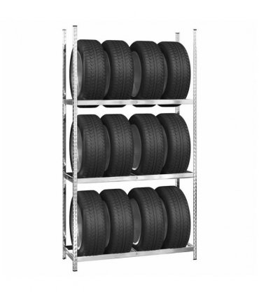 vidaXL 3-Layer Tire Racks 4 pcs Silver 110x40x200 cm Steel