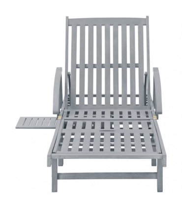 vidaXL Sunlounger | Grey | Solid acacia wood | Extra Long