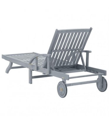 vidaXL Sunlounger | Grey | Solid acacia wood | Extra Long