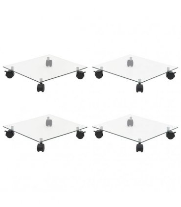 vidaXL Plant Rollers 4 pcs 35x35 cm Tempered Glass Square
