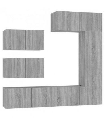 vidaXL 6 Piece TV Cabinet Set Grey Sonoma Engineered Wood