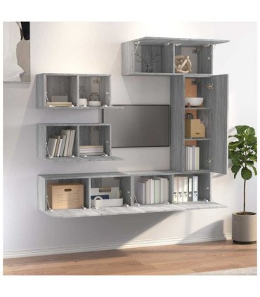 vidaXL 6 Piece TV Cabinet Set Grey Sonoma Engineered Wood
