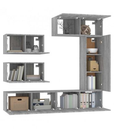 vidaXL 6 Piece TV Cabinet Set Grey Sonoma Engineered Wood