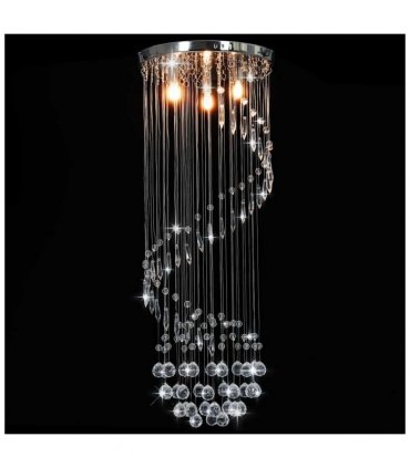 vidaXL Ceiling Lamp with Crystal Beads Silver Spiral G9