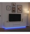 vidaXL TV Cabinet with LED Lights White 193.5x41x50 cm