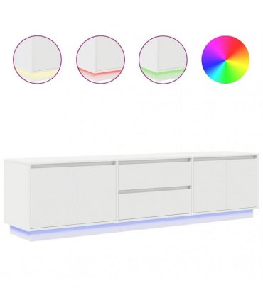 vidaXL TV Cabinet with LED Lights White 193.5x41x50 cm