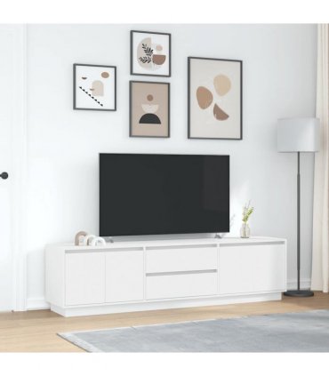 vidaXL TV Cabinet with LED Lights White 193.5x41x50 cm