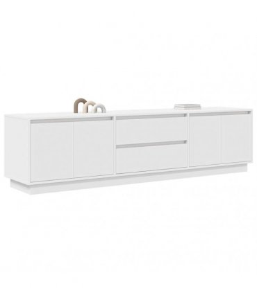 vidaXL TV Cabinet with LED Lights White 193.5x41x50 cm