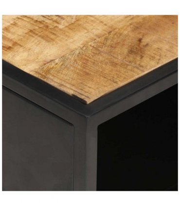 vidaXL Coffee Table with Carved Door 90x55x36 cm Rough Mango Wood
