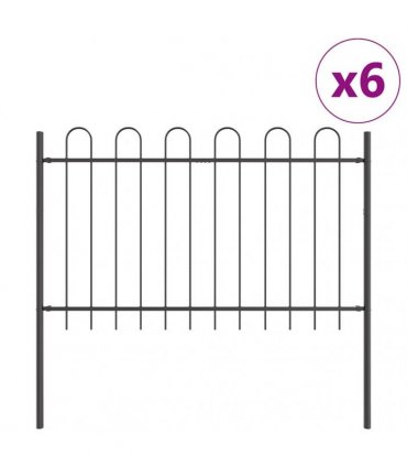 vidaXL Garden Fence 6 pcs Grey 10.2 x 1.2 m Powder-coated Steel