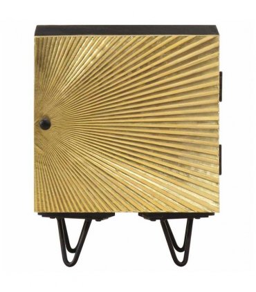 vidaXL Bedside Cabinet with Brass Front 40x30x50 cm Solid Mango Wood