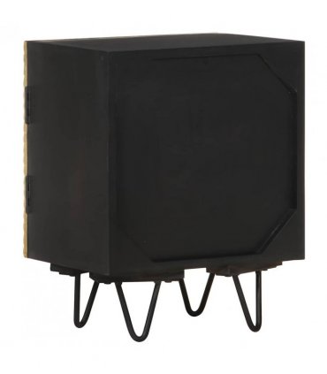 vidaXL Bedside Cabinet with Brass Front 40x30x50 cm Solid Mango Wood
