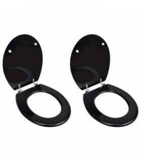 vidaXL Toilet Seats with Lids 2 pcs MDF Black