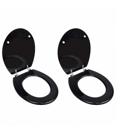vidaXL Toilet Seats with Lids 2 pcs MDF Black